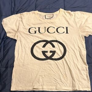 Gucci Off-White Tee with Black Logo